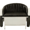 fauteuil voiture métal blanc et cuir noir J-line Jolipa meuble voiture vu de face