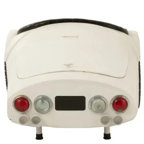 fauteuil voiture métal blanc et cuir noir J-line Jolipa meuble voiture vu de dos coffre fermé
