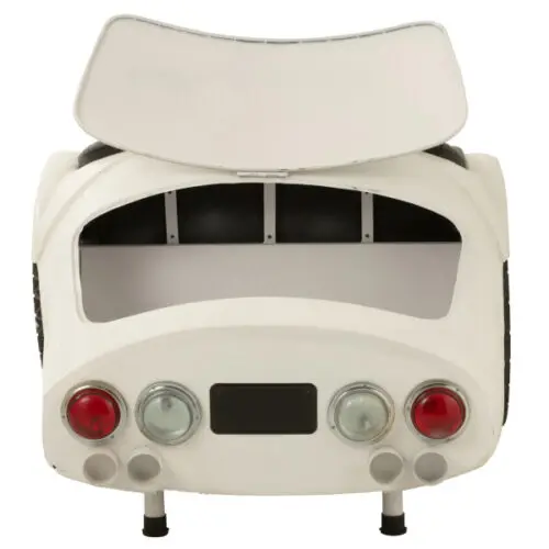 fauteuil voiture métal blanc et cuir noir J-line Jolipa meuble voiture vu de dos
