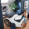 fauteuil voiture métal blanc et cuir noir J-line Jolipa meuble voiture