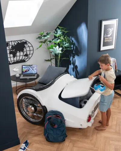 fauteuil voiture métal blanc et cuir noir J-line Jolipa meuble voiture