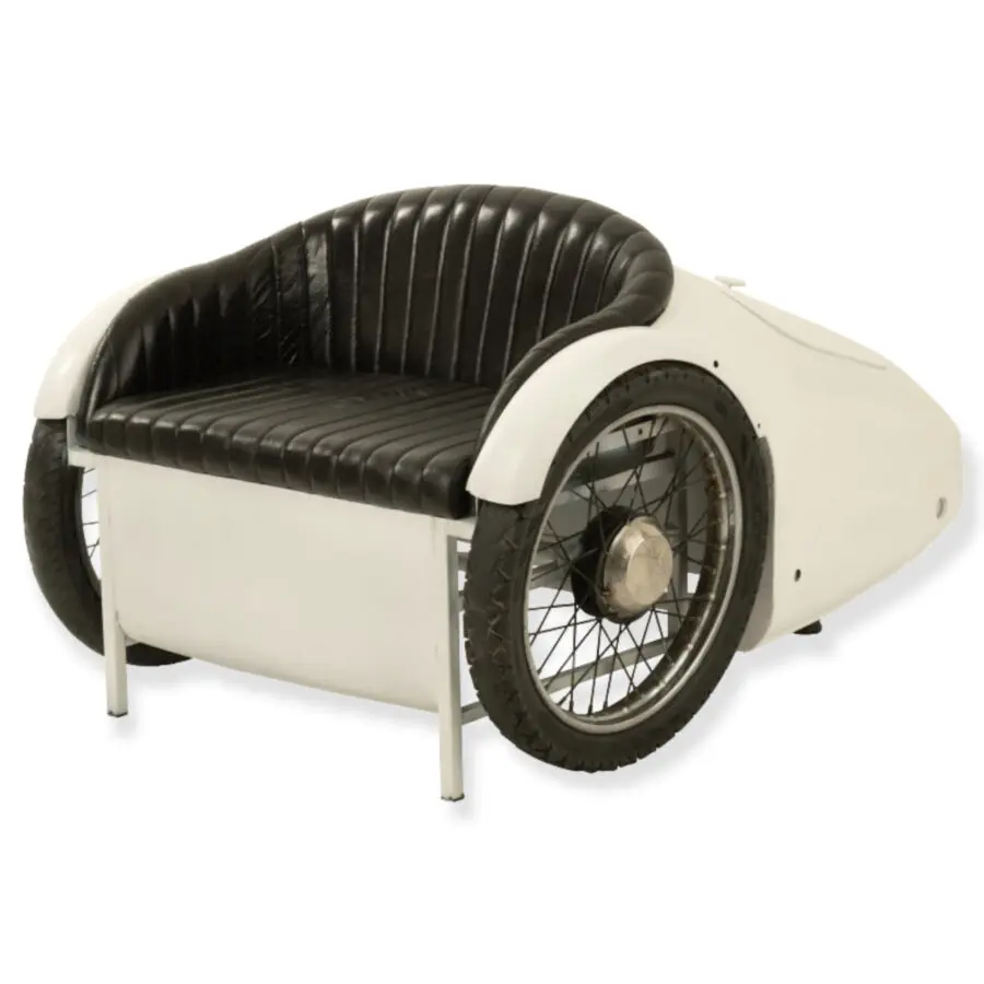 fauteuil voiture rétro blanc et noir J-line