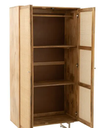 Armoire Weaving bois naturel J-line Jolipa armoire bois ouverte