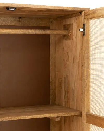 Armoire Weaving bois naturel J-line Jolipa armoire bois zoom intérieur armoire