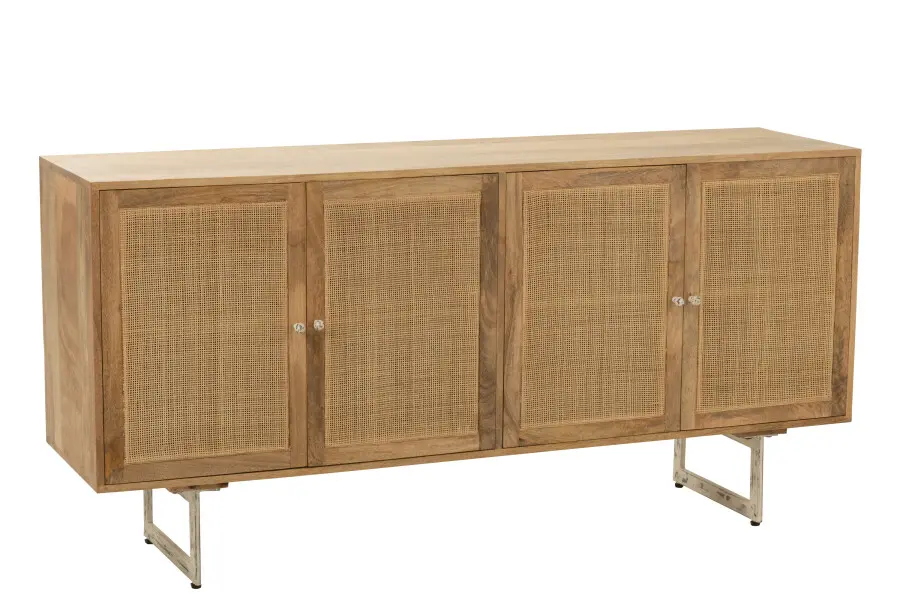 Buffet en bois naturel Weaving L170 buffet weaving bois naturel J-line Jolipa buffet en bois meuble de salon en bois massif
