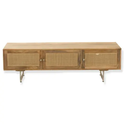 meuble Tv Weaving bois naturel J-line Jolipa meuble tv bois J-line meuble de salon bois