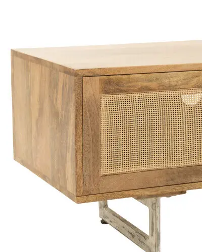 meuble Tv Weaving bois naturel J-line Jolipa meuble tv bois J-line meuble de salon bois zoom détails