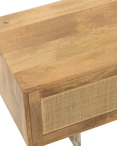 meuble Tv Weaving bois naturel J-line Jolipa meuble tv bois J-line meuble de salon bois zoom détails