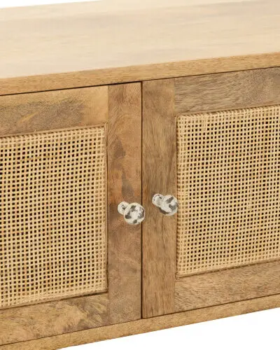 meuble Tv Weaving bois naturel J-line Jolipa meuble tv bois J-line meuble de salon bois zoom détails