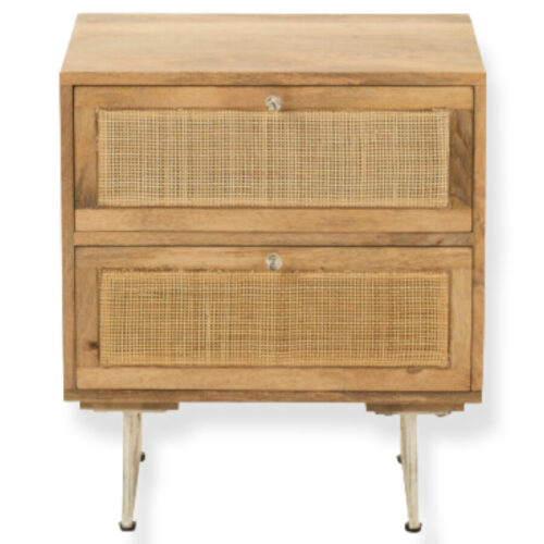 Chevet Weaving bois naturel J-line Jolipa meuble bois massif meuble chambre à coucher bois