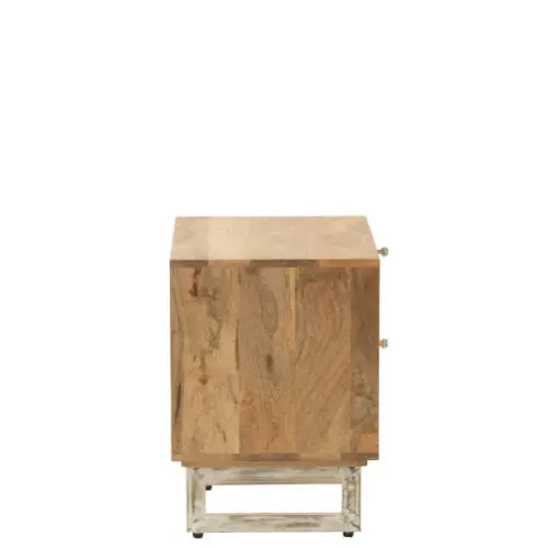 Chevet Weaving bois naturel J-line Jolipa meuble bois massif meuble chambre à coucher bois vu de côté