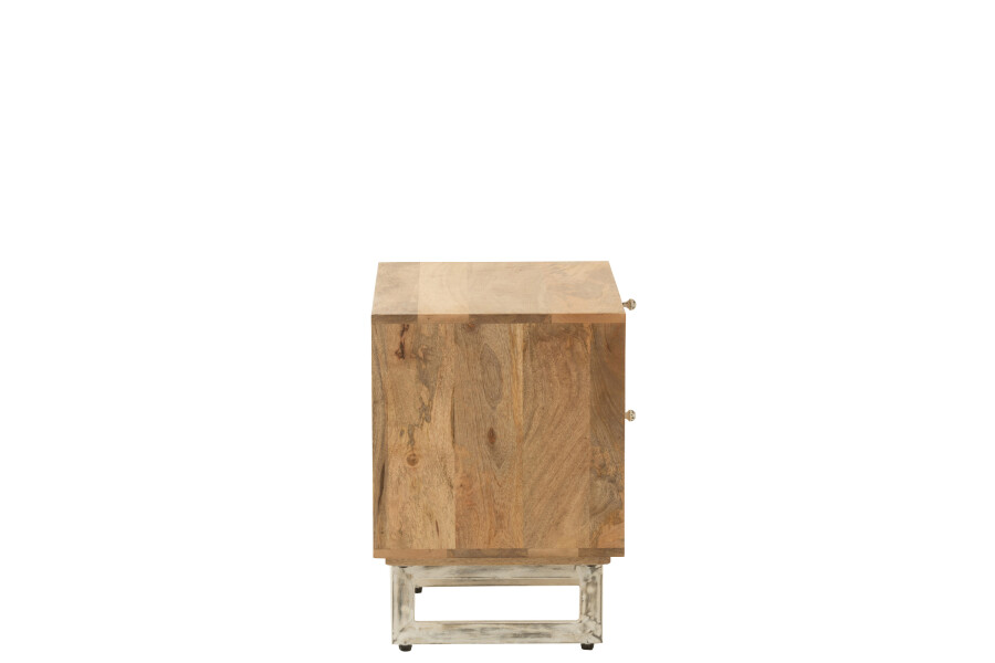 Chevet Weaving bois naturel J-line Jolipa meuble bois massif meuble chambre à coucher bois vu de côté