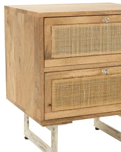 Chevet Weaving bois naturel J-line Jolipa meuble bois massif meuble chambre à coucher bois zoom détails