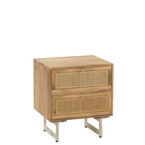 Chevet Weaving bois naturel J-line Jolipa meuble bois massif meuble chambre à coucher bois