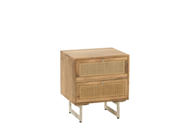 Chevet Weaving bois naturel J-line Jolipa meuble bois massif meuble chambre à coucher bois