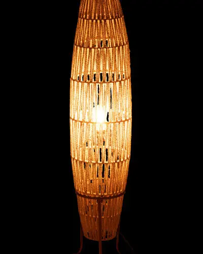 Lampadaire en jute large J-line Jolipa luminaire tissage en jute lampadaire ethnique lampadaire allumé