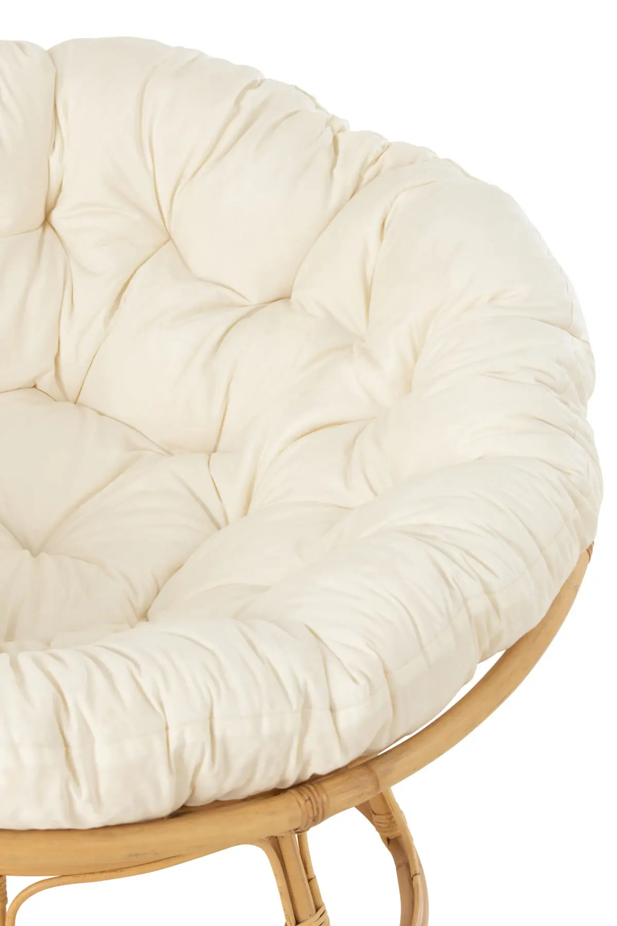 Sofa en rotin avec coussin blanc Céline Sofa rond avec coussin en rotin naturel J-line Jolipa