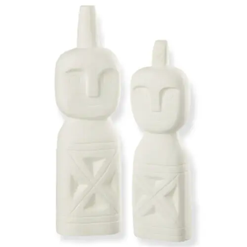 statues africaines sculptées bois blanc J-line Jolipa