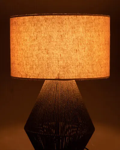 lampe ficelles jute noir J-line Jolipa lampe de table noir lampe à poser jute noir