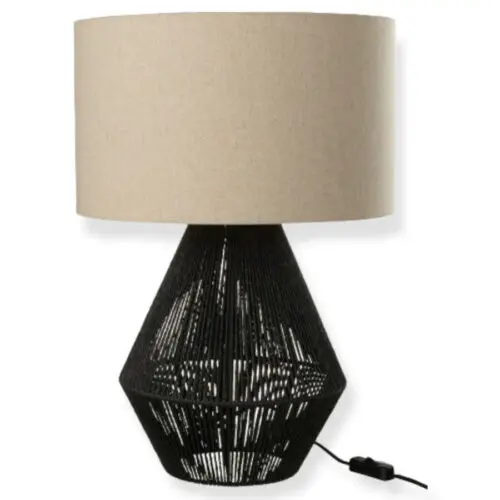 lampe ficelles jute noir J-line Jolipa