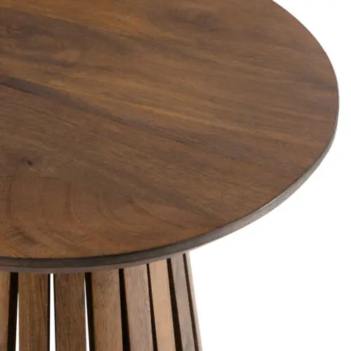Table Vincent bois de manguier marron J-line Jolipa Table ronde bois Table salle à manger Vincent Table salle à manger bois de manguier