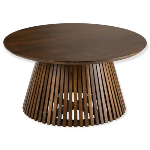 Table Vincent bois de manguier marron J-line Jolipa Table ronde bois Table salle à manger Vincent Table salle à manger bois de manguier