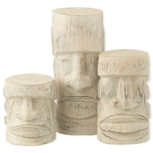 Set de 3 statuettes Tiki bois naturel J-line Jolipa