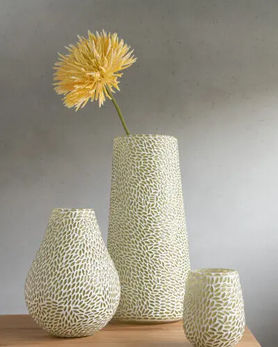 vase mosaïque verre vert/blanc médium J-line Jolipa vase mosaïque vert vase vert