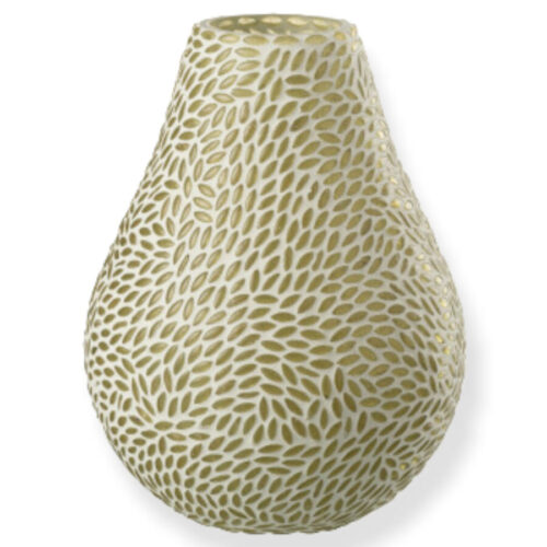vase mosaïque verre vert/blanc médium J-line Jolipa vase mosaïque vert vase vert