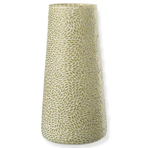 Vase et cache pot vase mosaïque verre vert/blanc J-line Jolipa grand vase vert vase mosaïque