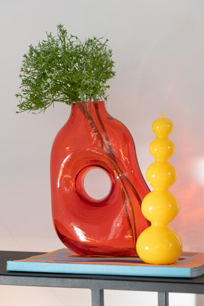 vase Léo verre rouge J-line Jolipa vase rouge vase en verre rouge Vase original rouge