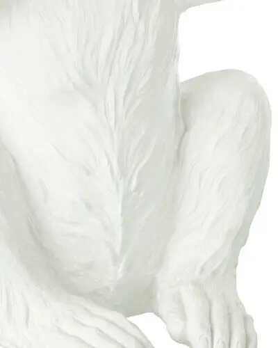 table singe en résine blanc et plateau en verre J-line Jolipa table d'appoint table de salon singe blanc zoom sur le corps du singe