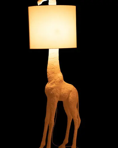 lampadaire girafe en résine blanc lampadaire blanc lampadaire animal statue animal en résine blanc statue résine blanc J-line Jolipa lampadaire allumé