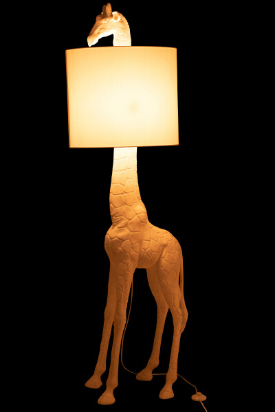 lampadaire girafe en résine blanc lampadaire blanc lampadaire animal statue animal en résine blanc statue résine blanc J-line Jolipa lampadaire allumé