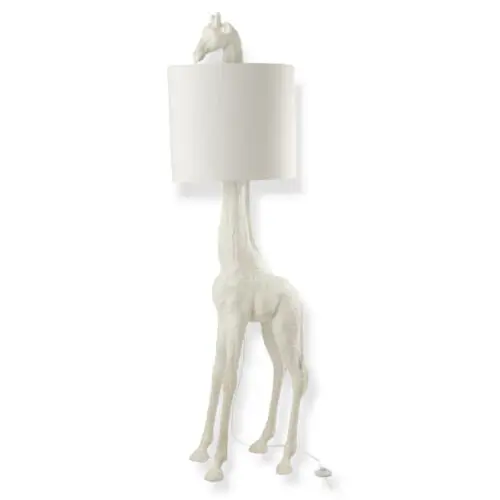 Lampadaire salon design lampadaire girafe en résine blanc lampadaire blanc lampadaire animal statue animal en résine blanc statue résine blanc J-line Jolipa