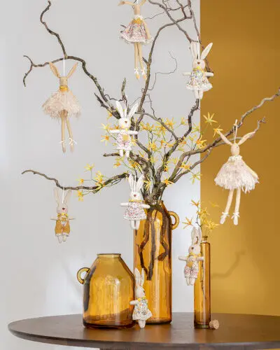 vase bouteille cylindrique ocre vase jaune vase ocre bouteille en verre ocre J-line Jolipa ambiance cosy et coloré