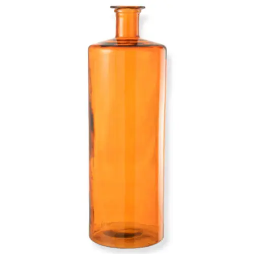 Vase et cache pot vase en verre orange grand vase forme bouteille bouteille orange vase contemporain J-line Jolipa