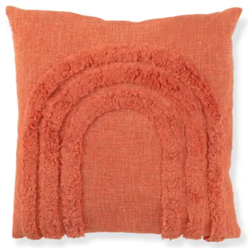 coussin corail motif arc 100% coton J-line Jolipa coussin corail coussin coton corail coussin carré corail