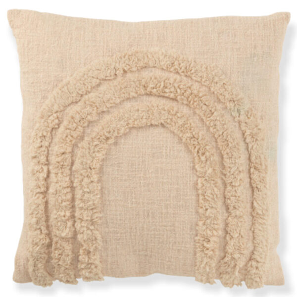 coussin motifs arc 100% coton pêche J-line Jolipa coussin carré 100% coton coussin pêche coussin arc relief