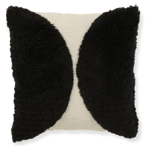 coussin demi-cercle 100% coton noir coussin noir et blanc coussin 100% coton coussin contemporain