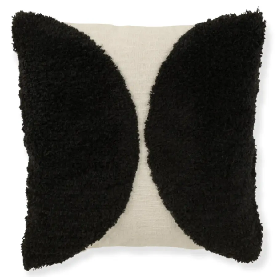 coussin demi-cercle 100% coton noir coussin noir et blanc coussin 100% coton coussin contemporain