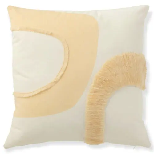 coussin cercle textile blanc et beige coussin carré en tissu coussin beige