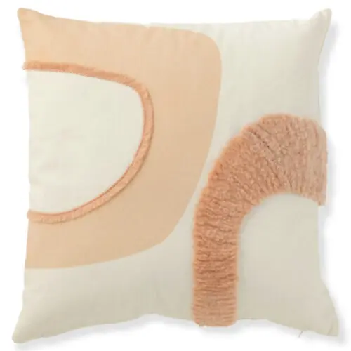 coussin textile cercle blanc/rose clair J-line Jolipa