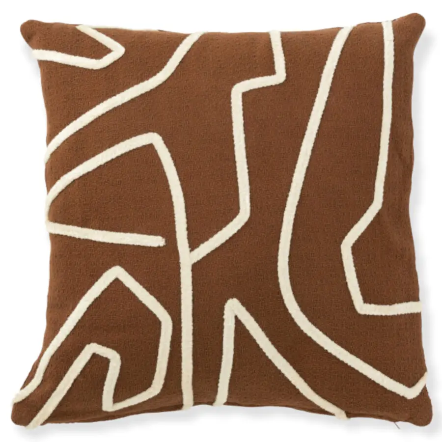 Sofino coussin lignes textile marron/blanc J-line Jolipa