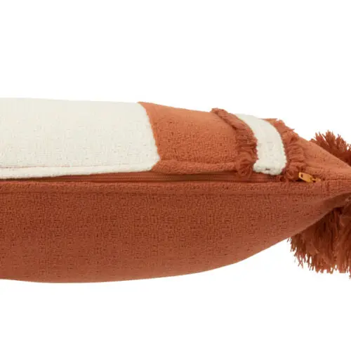 coussin ligne floche textile terracotta J-line Jolipa coussin terracotta coussin pompons