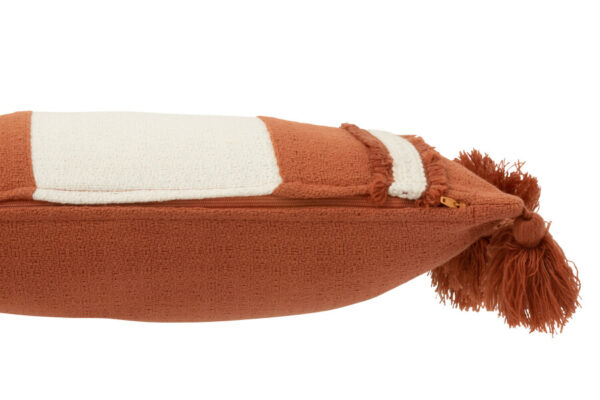 coussin ligne floche textile terracotta J-line Jolipa coussin terracotta coussin pompons