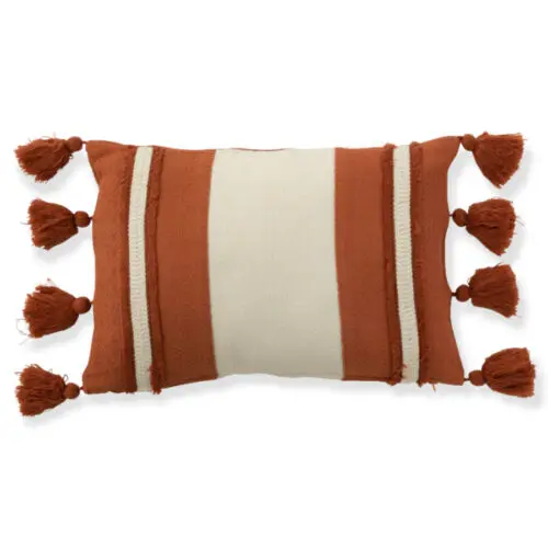 Coussin coussin ligne floche textile terracotta J-line Jolipa coussin terracotta coussin pompons
