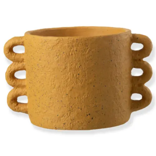 Vase et cache pot cache-pot céramique Zenia ocre J-line Jolipa cache-pot ocre