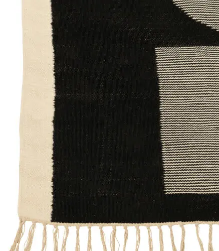 Tapis Tokyo poly blanc/noir J-line Jolipa Tapis blanc et noir tapis salle à manger tapis de salon zoom sur les détails du tapis