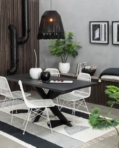 Tapis Tokyo poly blanc/noir J-line Jolipa Tapis blanc et noir tapis salle à manger tapis de salon